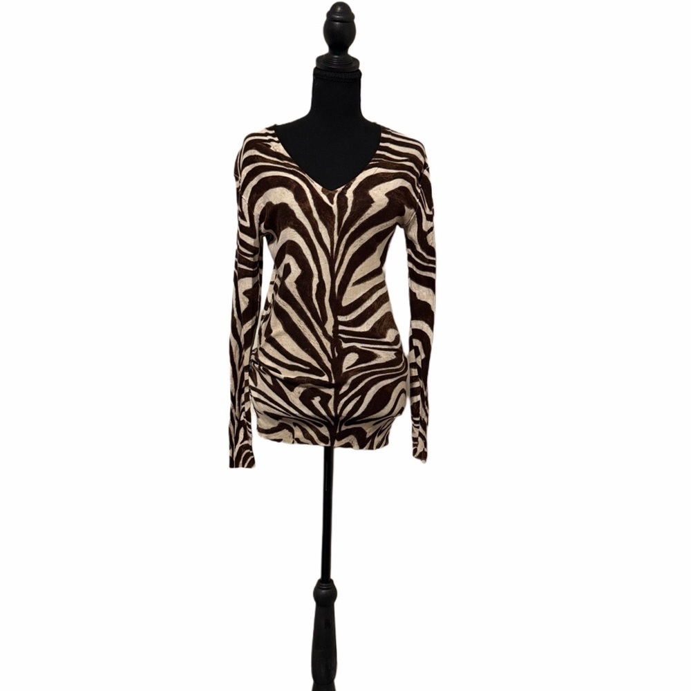 Michael Kors Zebra Print Long Sleeve Top